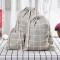 Cotton Linen Drawstring Pocket Sundries Storage Bag, Specification: Small+Medium+Large(Gray Lattice)