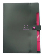 Candy-colored Smiling Face Multi-layer Portfolio Pouch Plastic Information Book File Folder(Black)