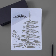 8 Five-storied Pagoda Construction Series Painting Template Theme City A4 Label Template