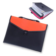 Portable 12-Layer File Pocket A4 Expanding File Classified Folder PP Storage Clip Ticket Package(Orange)