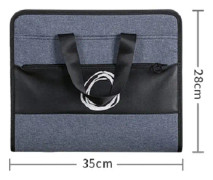 Student Insert Data Storage File Bag Waterproof 13 Grid Portable Organ Bag(4702 Architectural Navy Blue)