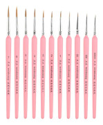 11 PCS Full Sets WeiZhuang Hook Line Pen Painting Hand-painted Watercolor Wolf Mint Hook Line Pen Painting Stroke Thin Line Brush, Color:Pink