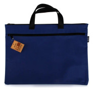 Deli 5840 Portable Canvas Zipper File Bag Double Simple Storage Bag(Dark Blue)