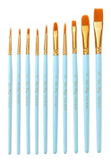 Zhuting 2 Packs Multifunctional Matte Nylon Wool Watercolor Brush Set(10 PCS/Set Sky Blue)