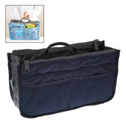Thicken Portable Multi-function Double Zipper Cosmetic Bag, Storage Bag in Bag (Dark Blue)