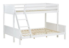 Familjesäng - 90x200 + 140x200 - Vit Med Madrasser