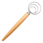 2 PCS 13 Inch Oak Handle Flour Mixer Dough Stainless Steel Mixing Rod Coil Whisk Three Circle Agitator