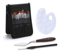 19 PCS/Set Nylon Hair Oil Brush With Cloth Bag Set(16 Brush +1 Cloth Bag +1 Plate + Scraper)