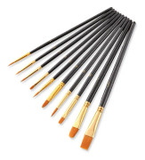 ZHU TING 20 PCS / 2 Sets Pearl Rod Nylon Hair Combination Brush Oil Paint Brush(Black Rods)