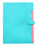 Candy-colored Smiling Face Multi-layer Portfolio Pouch Plastic Information Book File Folder(Royal Blue)