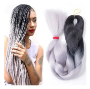 Fashion Color Gradient Individual Braid Wigs Chemical Fiber Big Braids, Length: 60cm(20 Light Pink+Purple Red)