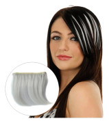 5 PCS Color Gradient Invisible Seamless Hair Extension Wig Piece Straight Hair Piece Color Bangs Hair Piece(White)