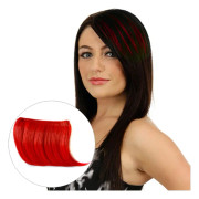 5 PCS Color Gradient Invisible Seamless Hair Extension Wig Piece Straight Hair Piece Color Bangs Hair Piece(Red)