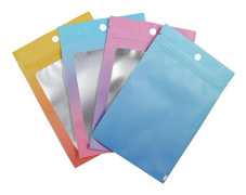 100PCS Aluminum Foil Ziplock Bag Jewelry Data Line Sealed Packaging Bag, Size: 14x20cm (Blue Gradually Pink)