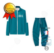 CONFO® Squid Game Squid Game Suit Jacka Man Ägare Park Haesu The Same Sportswear Stativ Krage Dragkedja Tröja Cyan Kostym nr 001 Spo