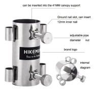 HIKEMAN Enlarged Aperture Outdoor Camping Canopy Pole Holder, Style: Stainless Steel (Silver)