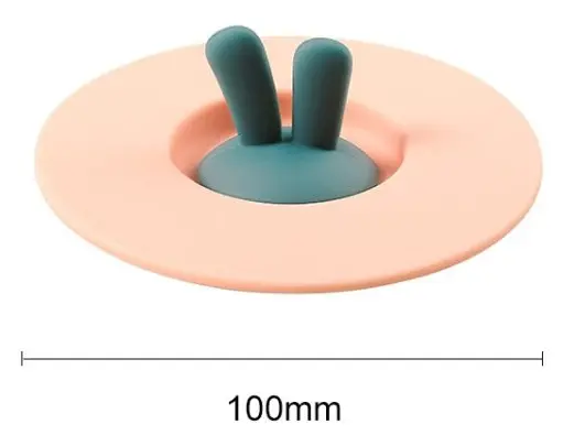 Food Grade Bunny Ears Shape Silicone Cup Lid Sealing Lid Cartoon Mug Dustproof Leak-Proof Lid(Pink)