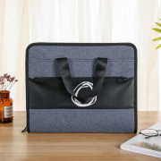 Student Insert Data Storage File Bag Waterproof 13 Grid Portable Organ Bag(4719 Letter Navy Blue)