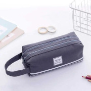 3 PCS Double Layer Large Capacity Oxford Cloth Stationery Bag, Color: Dark Gray