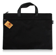 Deli 5840 Portable Canvas Zipper File Bag Double Simple Storage Bag(Black)