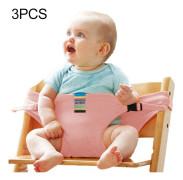 3PCS Chair Portable Seat Dining Lunch Chair Seat Safety Belt Stretch Wrap Feeding Chair Harness Seat Booster(Pink)