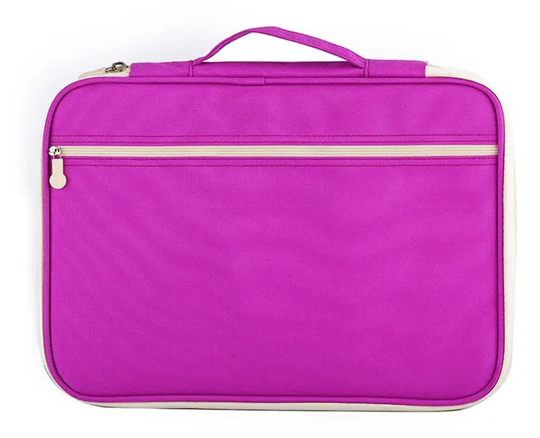 Office Supplies Multi-purpose Zipper Document Folder A4 Storage Bag(Purple)
