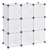 Racking System - 9 kuber - plastgarderob - med dörrar - skosställ - förvaring för kläder, skor osv. - Vit