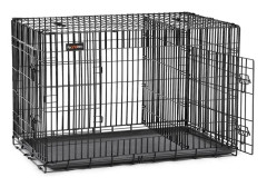 Hundbur - hundbox - 2 dörrar - 107 x 70 x 77,5 cm - svart