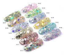 6 färger 18g glittermanikyr akryl nagelpulver