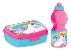 2-Pack Unicorn Rainbow Enhörning Matlåda Och Pop-up Vattenflaska