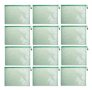 A4 dokumentpåsar plastfickor 12-pack Grön
