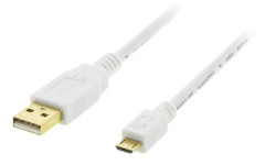 Deltaco micro-USB kabel vit, 3m