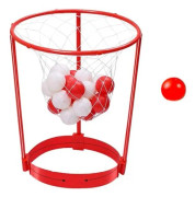 Head Hoop Basket Fest Spel för Barn och Vuxna Karneval Spel Justerbar Korg Net Panband med 20 bollar