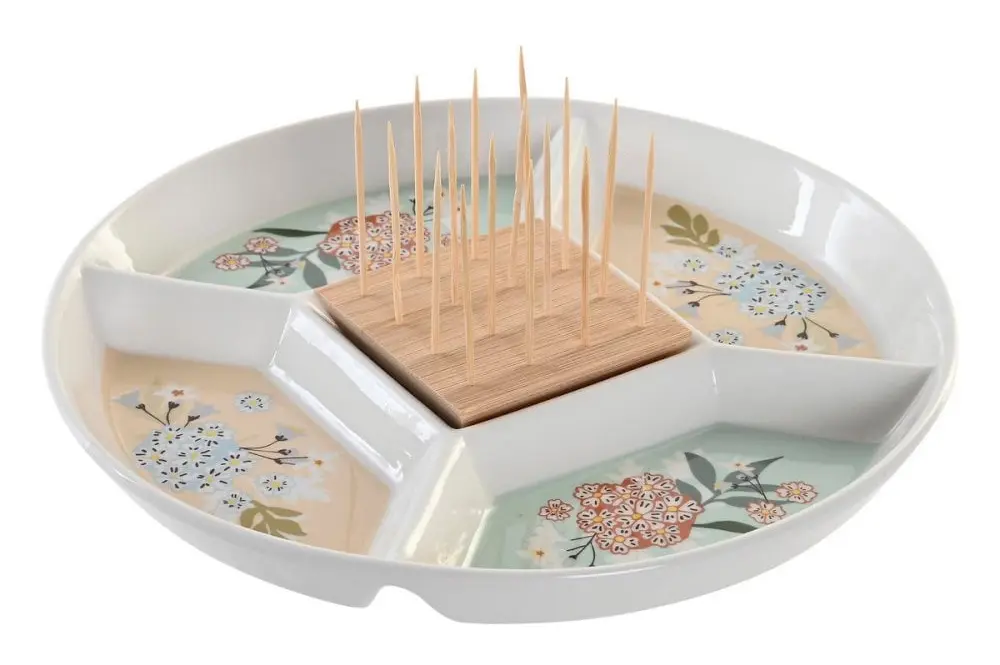 Snacksbricka DKD Home Decor 23,5 x 23,5 x 3 cm Grön Stengods