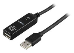 Deltaco USB 2.0 förlängningskabel, 20m USB-kabel USB A Svart