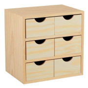 Förvaringsenhet 6 lådor 28x20x28cm - massiv furu