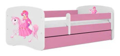 Barnsäng - Babydreams Rosa - Princess On Horse Med Låda 140x70 Cm