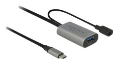 Delock - USB-förlängningskabel - 24 pin USB-C (hane) till power DC jack, USB typ A (hona) - USB 3.1 Gen 1 - 5 m - grå, svart