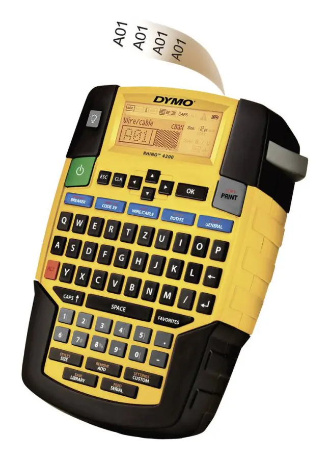 DYMO RHINO 4200 Märkmaskin Lämplig för tejp: IND 6 mm, 9 mm, 12 mm, 19 mm