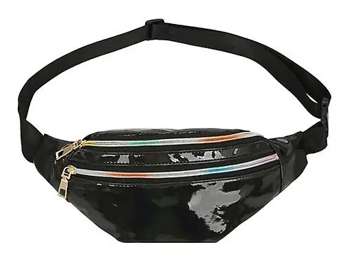 Punk Laser Glossy Dubbel Zip Bröstväska