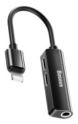 Baseus L52 Adapter Lightning till Dubbla Lightning och AUX 3.5 mm - Svart