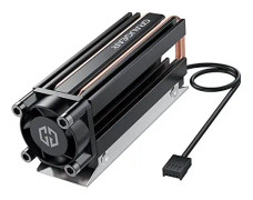 GRAUGEAR | M.2 Heatpipe Cooler med fläkt | för M.2 NVMe 2280 SSD | PWM-fläkt | Hastighetsjusterbar | Sänker temperaturen med upp till 50 % | 4x termis
