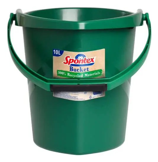 Spontex Eco Green hink 100 % återvunnet material med infällt grepp i botten av hinken, 10L kapacitet, 19800212, grön