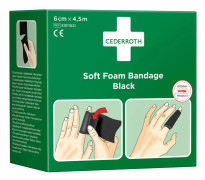 Sårtvätt/bandage, Cederroth Soft Foam, svart, 6 cm x 4,5 m