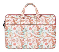ST01DZ Lightweight Canvas Printed Laptop Bag, Size:13.3 inch(Flower Pink)
