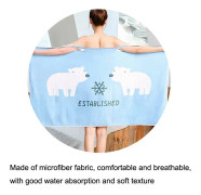 CZ2022 Fiber Wearable Bath Towel Print Absorbent Bath Skirt Beach Towel(Blue Cat)