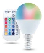 Fjärrkontrollstyrd LED-Lampa med RGB, E14, G45, 5W