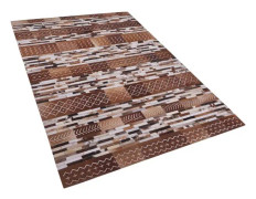Beliani Rug Patchwork Leather 140 x 200 cm Brown HEREKLI