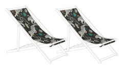 Beliani Set of 2 lounger fabrics ANZIO/AVELLINO animal pattern