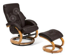 Kontorsstol Mörkbrun med Fotpall Konstläder Klädd Massage- och Värmefunktion Träram Justerbar Retro Design